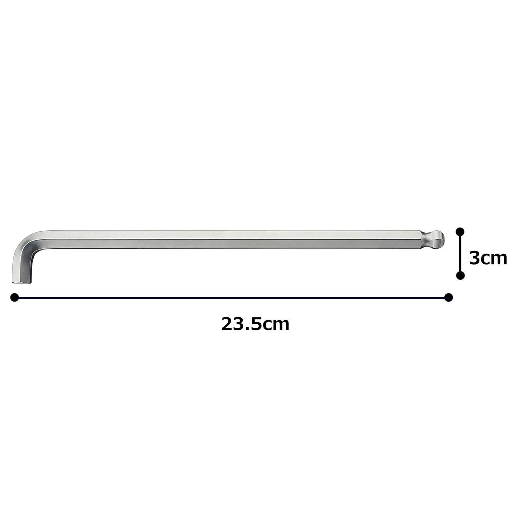 TONE Long Ballpoint 10mm Jaw Opening BL-10S Short-Shank L-Shaped Wrench,