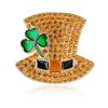 Fashion Rhinestone Clover Hat Brooches Pin For Women Clothing Coat Jewelry Accessories Gifts
