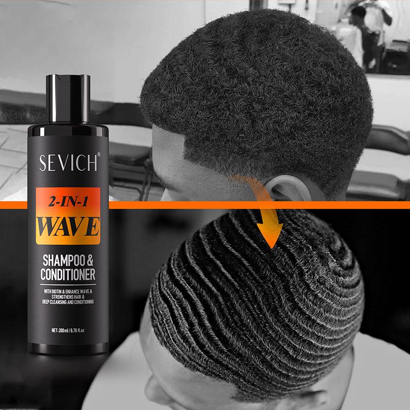 2 IN 1 Wave Shampoo for Men Strong Hold Waves Control Pomade  Non-Greasy Hair Styling Paste Wave Hair Oil Gel With Brush Anti Hair Loss Shampoo 200ml