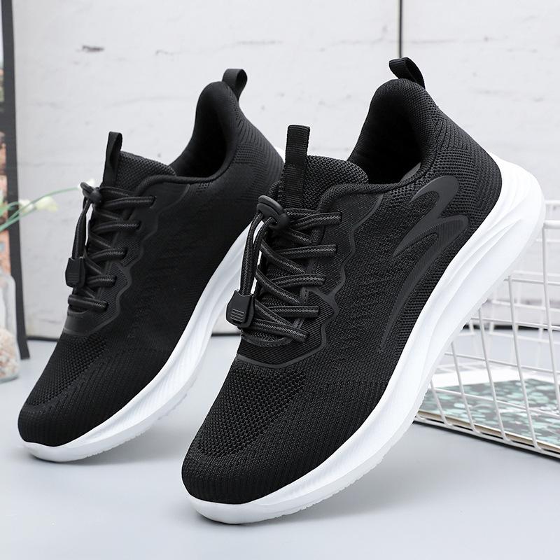 Shoes men's spring new fly-woven sports shoes middle-aged and elderly walking shoes soft-soled comfortable elderly shoes