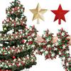 2pcs/set Christmas Tree Topper Star with Snowflake Tinsel Garland Set Glitter Star Tree Top Ornament Xmas Home Party Decoration