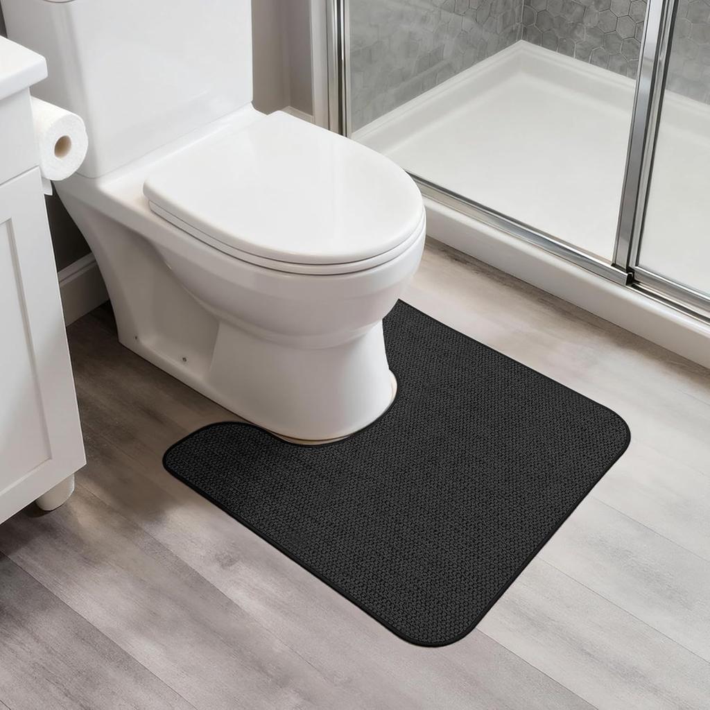 Weaving Jacquard Bathroom Mat Anti Slip Rubber Bottom Absorbent Pad Easy To Clean Anti Slip and Dirt Resistant Toilet Cushion Home Bathroom Set