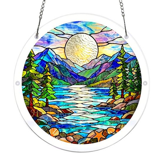 Acrylic Puzzle Suncatcher, Stained Glass Window Hanging Ornaments, DIY Jigsaw Puzzle Sun Catcher Kit for Home, Garden Decor, Gift for Women,