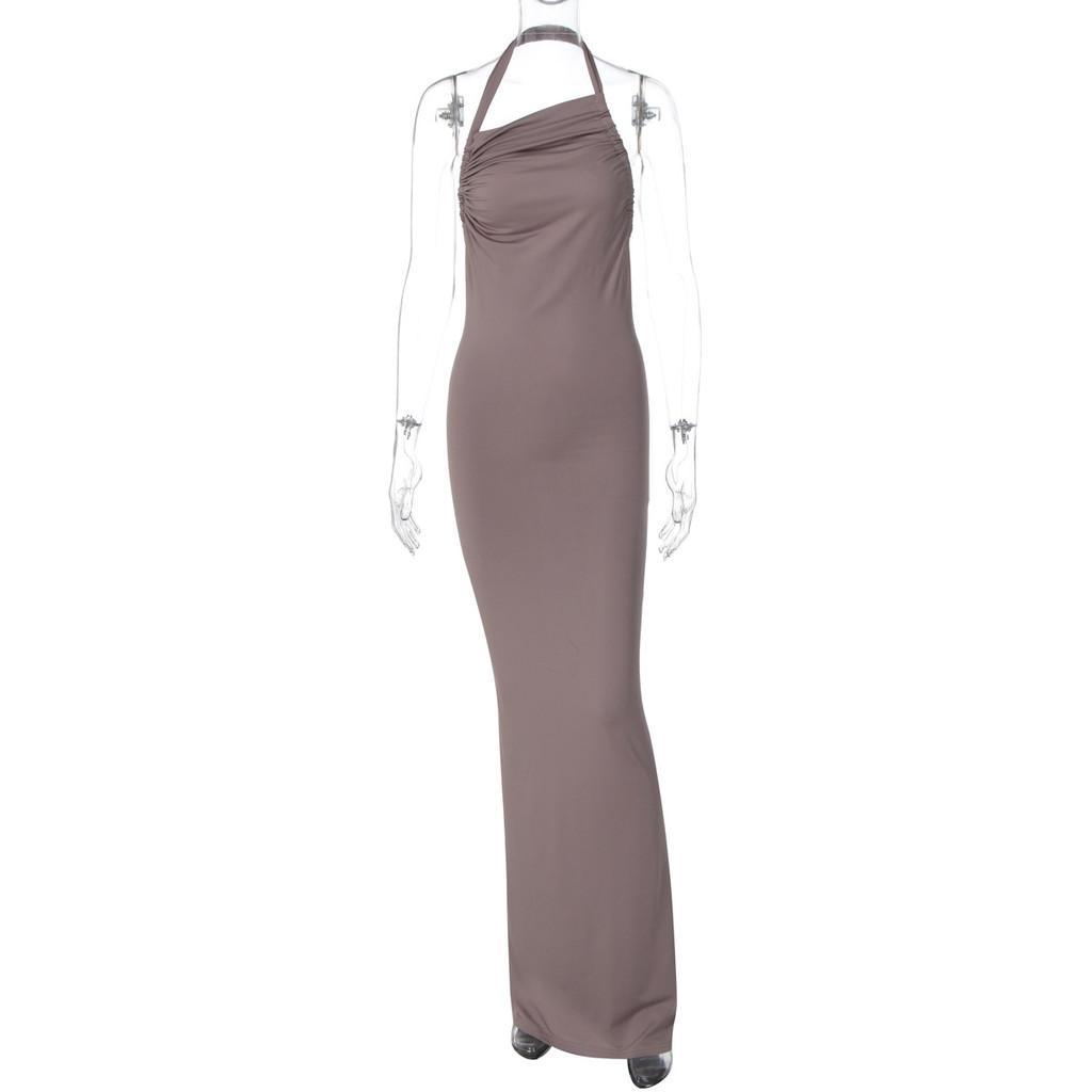 European Style Bodycon Dress With Ruched Silky Fabric For Party And Casual Wear