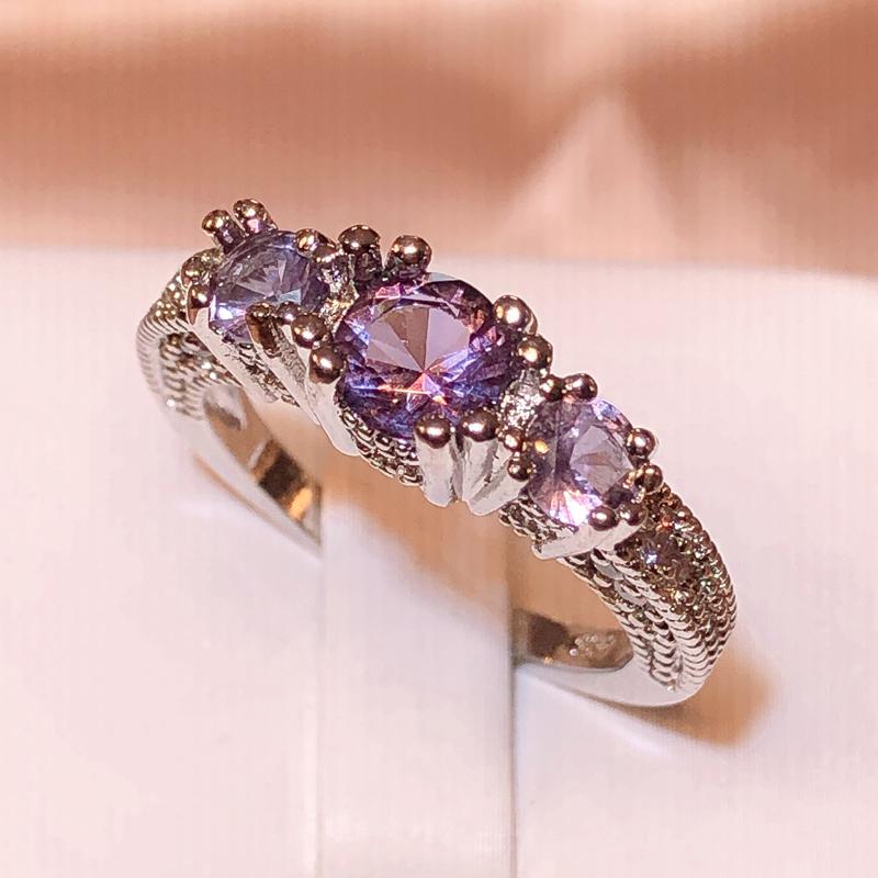 New White Zircon Engagement Promise Ring Rainbow Crystal Multicolor Birthstone Ring Vintage Silver Color Wedding Rings For Women