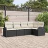 Garden Sofa Set with Cushions 5 pcs Black and White Poly Rattan
