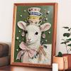 Relaxing DIY Pearl Painting Kit Framed with Lamb Tea Cup Design 5D Sparkling Bead Canvas Craft for Girls Bedroom Decor Holiday Gift