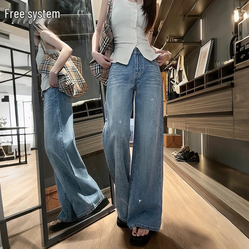 

Women s Embellished Wide-Leg Jeans L