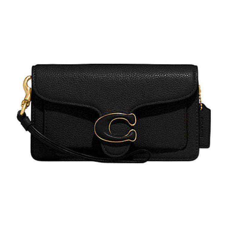 Coach Women's Black Tabby 18 Removable Chain Push Button Closure Leather Wristlet Shoulder Crossbody Bag Bags Cj925-B4bk