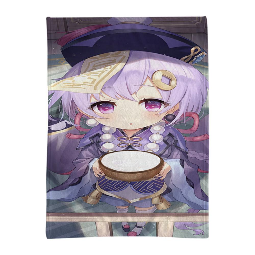 

Мультяшное одеяло для кондиционирования воздуха Genshin Impact Одеяло с резной тонкой фланелевой анимацией, одеяло для сна в общежитии 80x120cm（260g