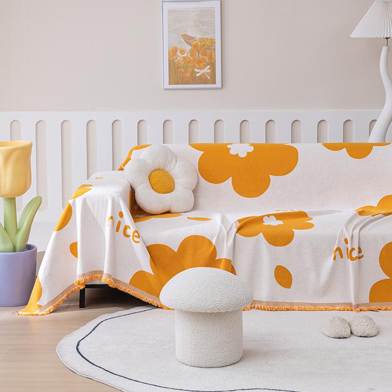 INS Style Flower Sofa Towel Four Seasons Universal Anti-Scratching Sofa Cover Cloth Full Covered Sofa Cover Sofa Cover Dustproof