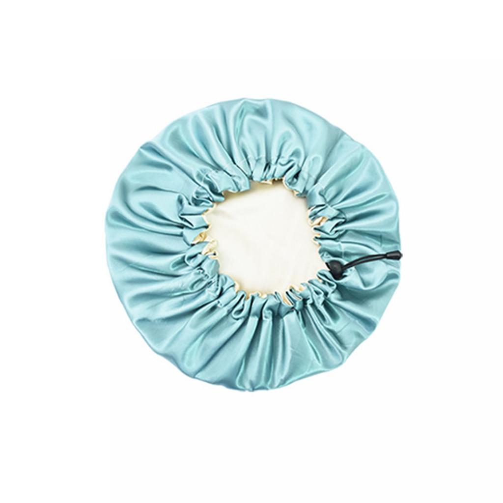 Waterproof Bath Hat Women Shower Cap Elastic Reusable Bath Hat Bathroom Double Layers Hair Cover Women Bathroom Accessories
