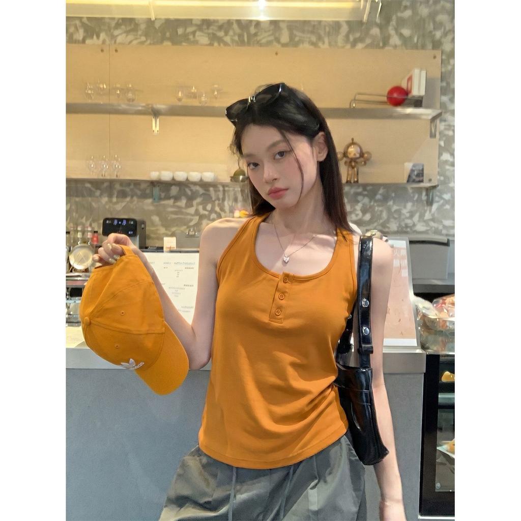 Dopamine blue sling vest women's summer wear backless design sense Spice girls wear slim fit beautiful sleeveless top