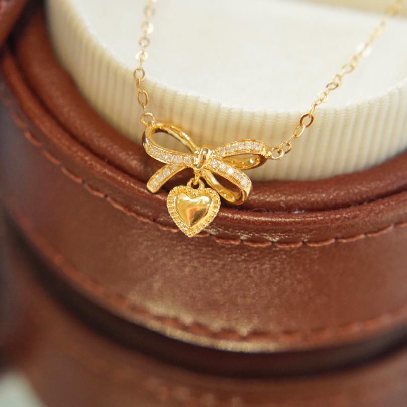

Gold-Plated S925 Sterling Silver Bow Pendant Necklace - Elegant Women s Clavicle Chain 925 Silver