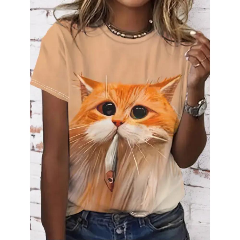XXS-6XL Plus Size Women's T Shirt Funny Animal Print Casual Short Sleeve Tops Tees Fashion Summer Female Oversized Clothing