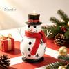 Table Fireplace Entrance Decor Christmas Snowman Candle Holder, Decorative Metal Candlestick Ornament with Top Seasonal Holiday Display Hat And Scarf