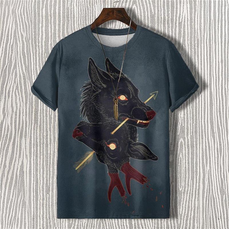 Summer Demon Antlers 3D Print T-Shirts Streetwear Men FashionCasual Oversized O-Neck Short Sleeved T Shirt Tees Tops Clothing