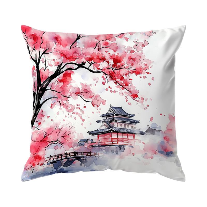Cherry Blossom Cushions Pillowcase Printed Polyester 45x45cm Throw Pillow Cover Decorative Sofa Cushion Pillowslip Home Decor