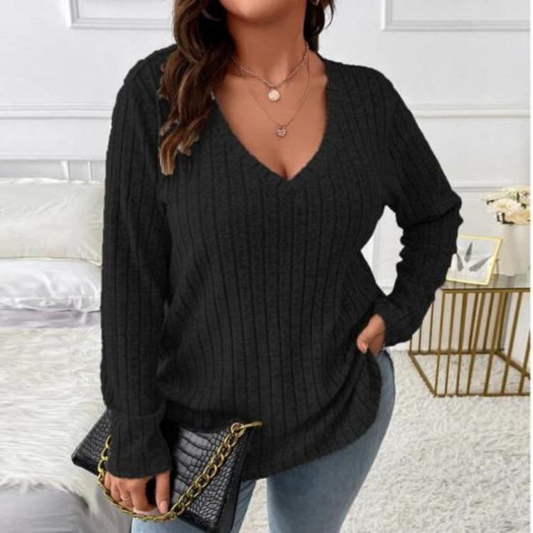 Warm Soft Knitted Blouse Women Long Sleeve V Neck Loose Pullover Casual Top Irregular Hem Plus Size Fall Winter