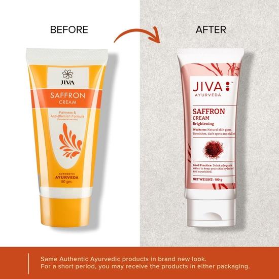 Jiva Saffron Cream 100g | 100% Ayurvedic Formula | Lightens Blemishes, Hyperpigmentation, & Dark Spots | Promotes Circulation (Pack Of 2)