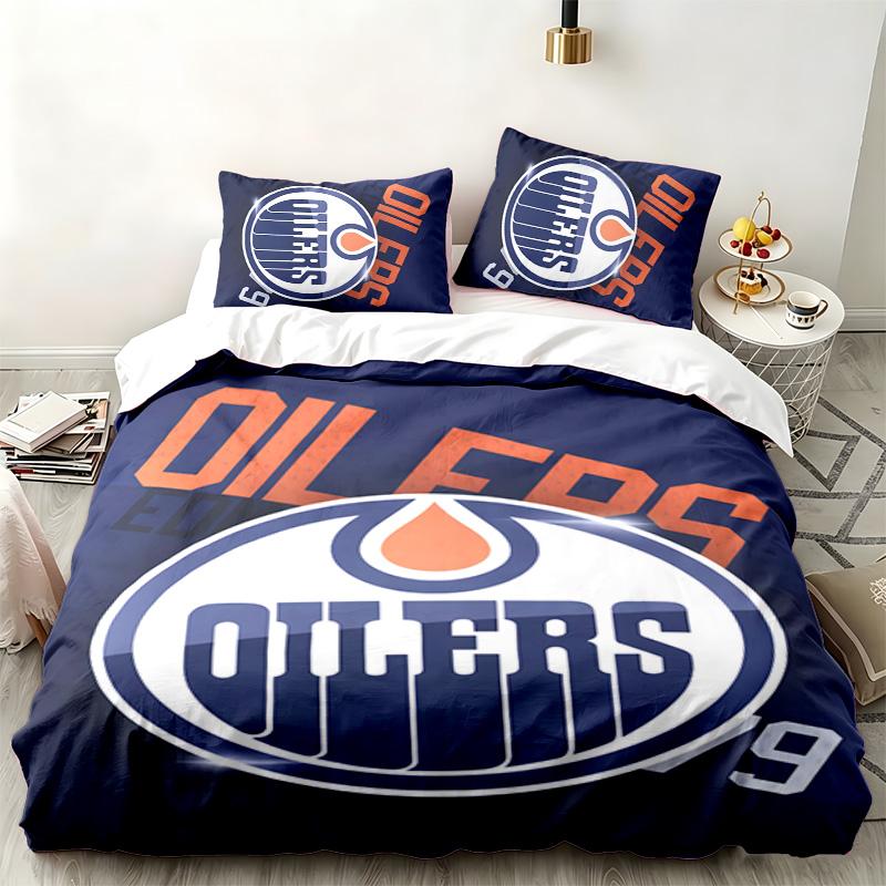 Edmonton Oilers 3pc Set Perfect for Bedroom Use Comfortable Bedding Set Includes a Duvet Cover and Two Pillowcases Ideal Birthday or Christmas Gift