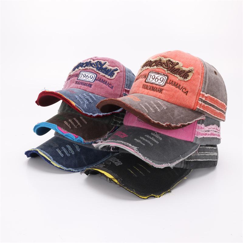 Retro Distressed Baseball Cap Washed 1969 Colored Fringed Baseball Cap Made of Old, Versatile, and Niche Hats