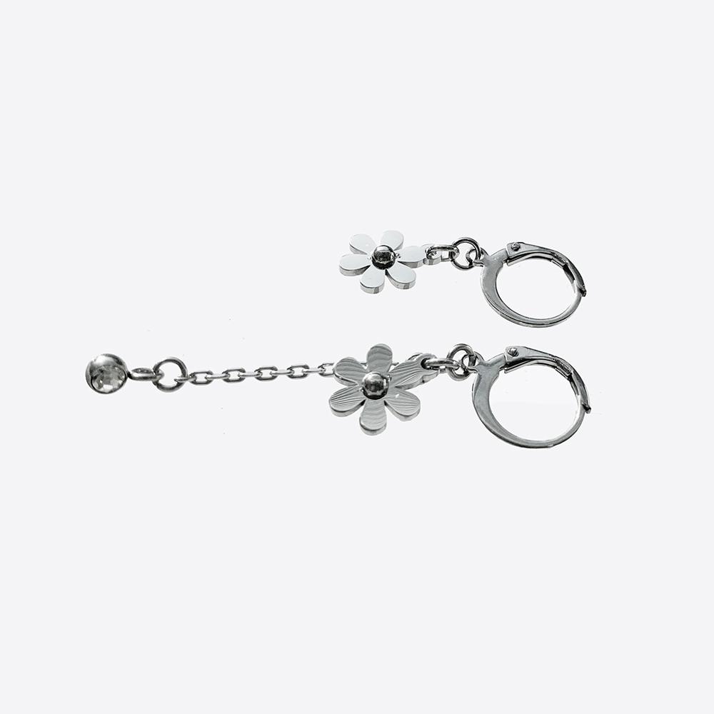 Rush Off Surgical Steel Asymmetrical Flower Earrings
