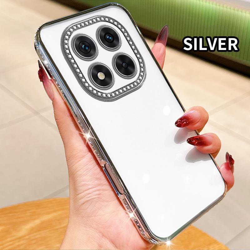 

Прозрачный силиконовый чехол с алмазным покрытием для Xiaomi Redmi Note 14 13 12 11 10 Pro Plus 4G 5G Мягкая задняя крышка Redmi Note 10 Pro Max серебряный