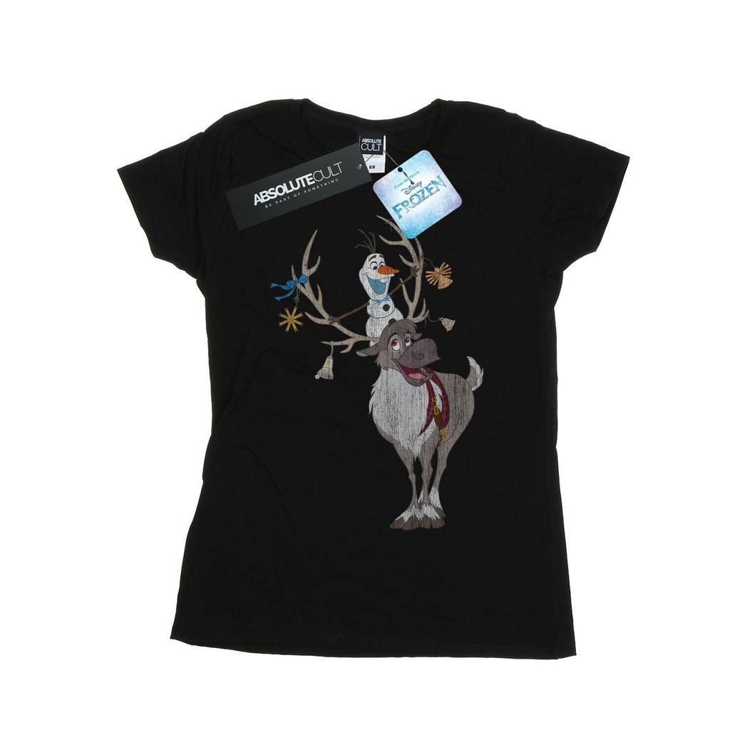 Disney Womens/Ladies Frozen Sven And Olaf Christmas Ornaments Cotton T-Shirt