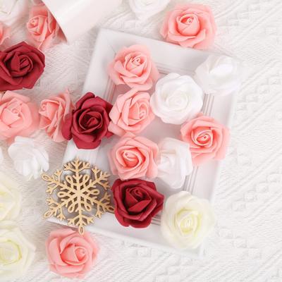 200Pcs Artificial Roses Artificial Flower Heads Stemless Rose 5cm Foam Roses Artificial Rose Flower Heads for DIY Craft Wedding Baby Shower Decoration