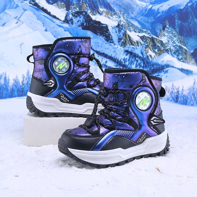 2024 Winter Kids' Snow Boots: Fleece-Lined, Non-Slip, Wear-Resistant, Warm Cotton for Boys & Girls