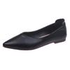 Work shoes women's black soft leather comfortable small leather shoes women's V-mouth pointed flat sole shoes women's professional work women's sh
