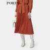 Ports Brick Red Taupe Pleated Midi Skirt