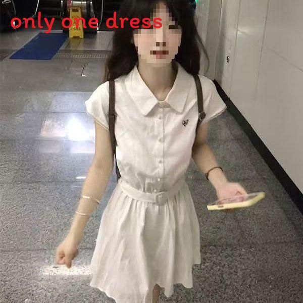 Waste Land School Dress With Tie Strap Summer Knit Fabric For Casual Wear