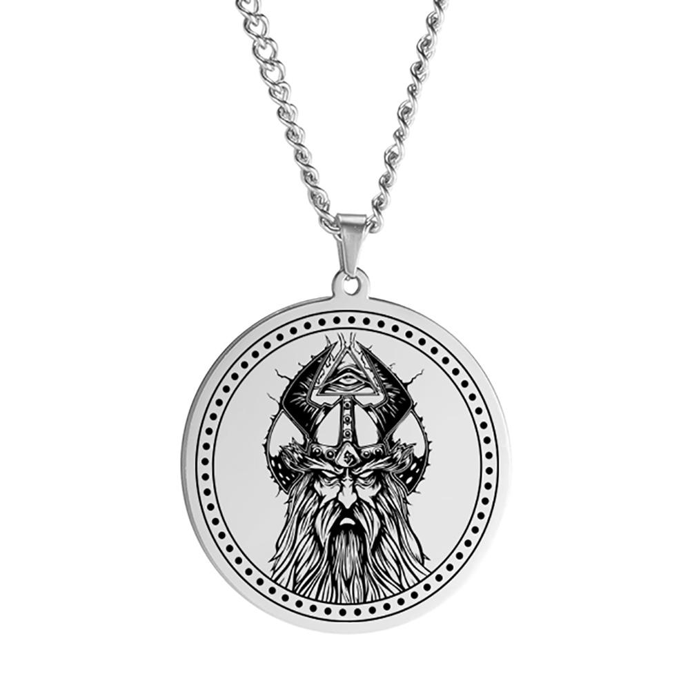 Viking Axe Helmet Pendant Tomahawk Necklace Odin Raven Slavic Amulet Norse Warrior Mythology Stainless Steel Jewelry