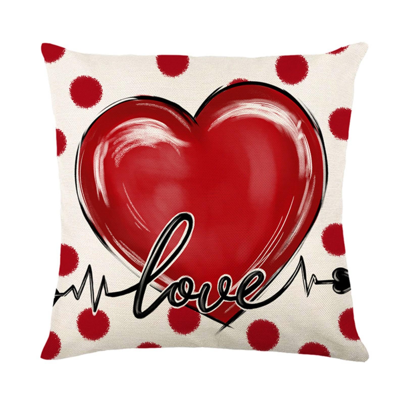 

Наволочка ко Дню святого Валентина Льняной принт Диванная декоративная подушка Чехол One Size