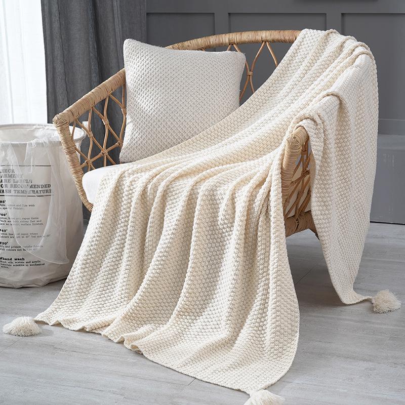 Cross-Border Knitted Lightweight Shawl: Cozy Autumn/Winter Blanket for Office, Airplane & Leisure