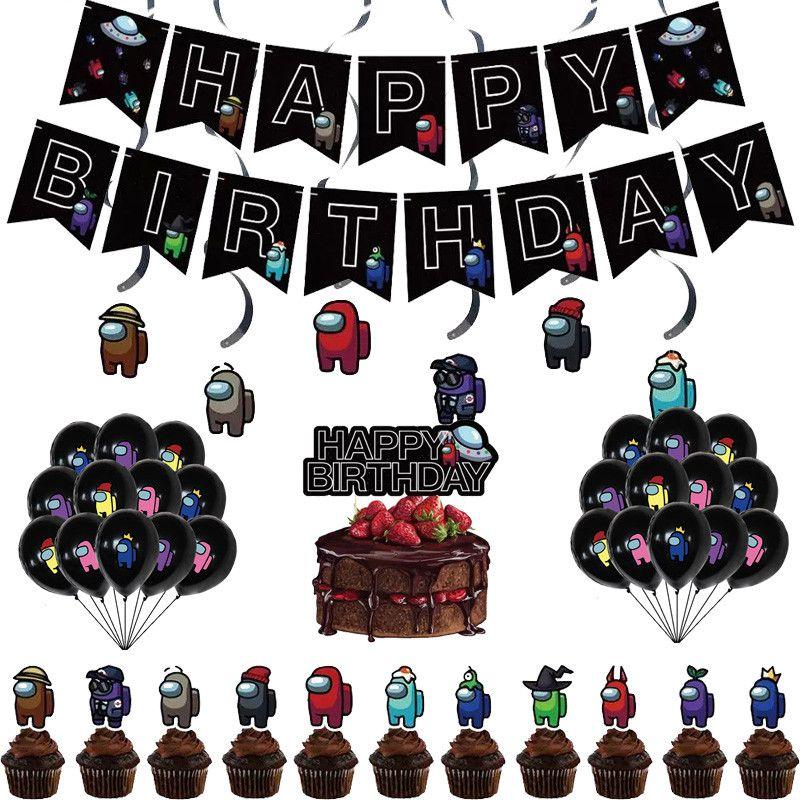 Us Among Party Supplies Decorations Set Cake Topper Latex Balloon Birthday Kids