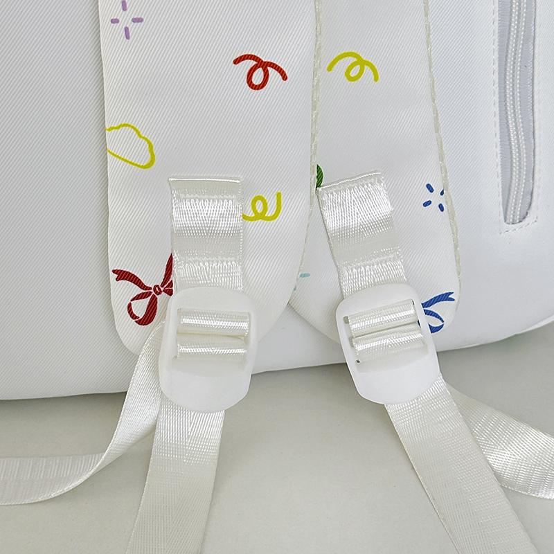 Colorful Doodle Print School Backpack with Multiple Front Pockets Adjustable Straps Casual Daypack for Teens
