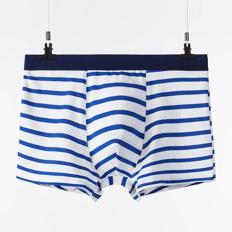 Pure Cotton Striped Men's Mid-Waist Boxer Briefs, Plus Size, Sporty and Trendy.