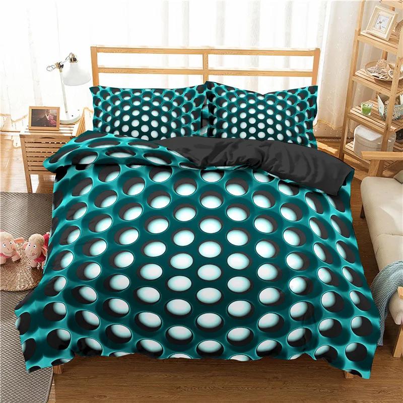 3D Holow/Round Hole Beding Set for Adult Peoples plus Children,Soft Duvet Cover Set,Twin Ful Quen plus King Bedrom Set,Home Textile gren