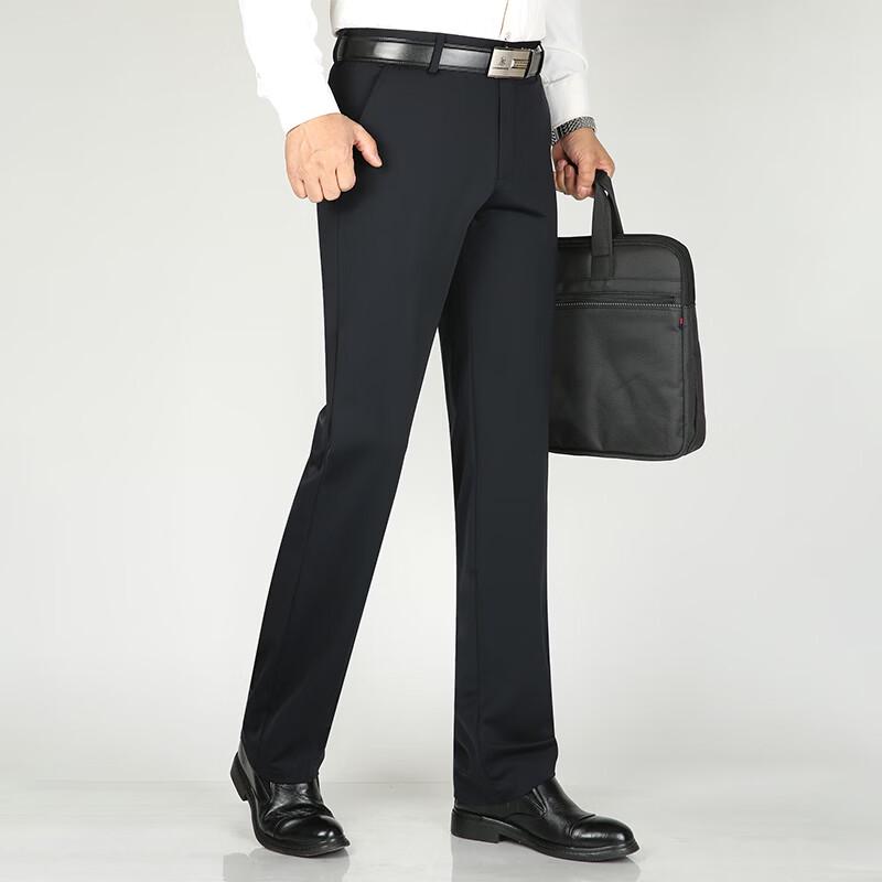 Fengmao Herren Business Casual Elastische Gerade Hosen