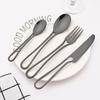 24Pcs Black Dinnerware Set Knife Fork Spoon Cutlery Set Stainless Steel Cake Fork Coffee Spoon Tableware Party Kitchen Flatware