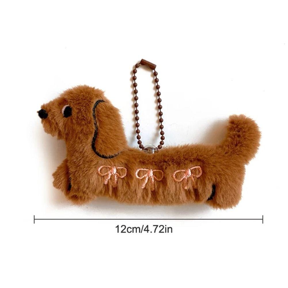 PP Cotton Dachshund Keychain Cartoon Puppy Bag Hanging Decoration Key Holder Pendant  Couple Gift