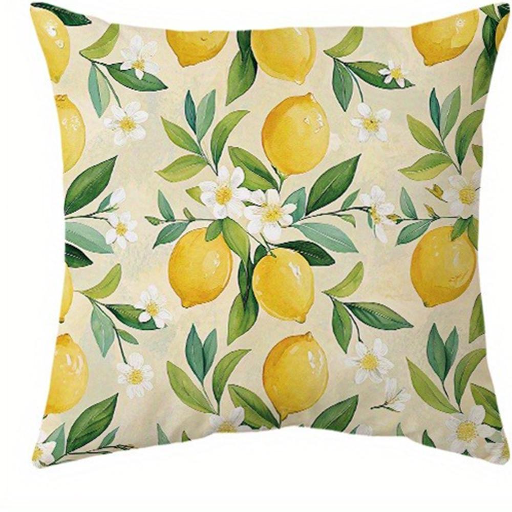 

Refreshing Lemon - Floral Delight Pillow CoversLiving room sofa cushion cover, soft and comfortable, bedroom room decoration 16x16Inch