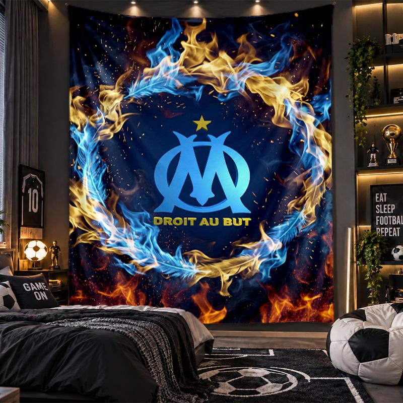 Wall Hanging Tapestry Olympique Lyonnais FC Print Cloth for Living Room Bedroom Home Decor