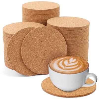 100 Stück Korkuntersetzer für Getränke 4 Zoll Saugfähige Korkplatten Blanko Hitzebeständig Runde Korkuntersetzer Großpackung Tee oder Kaffee Holz