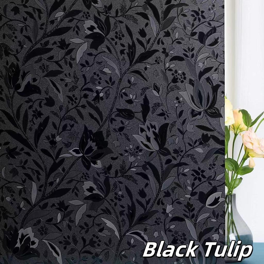 Black Glass Sticker 100% Coverage Opaque Fully Covered Glass Window Sticker Anti-Peep Protection Privacy Electrostatic Frosted Window Film