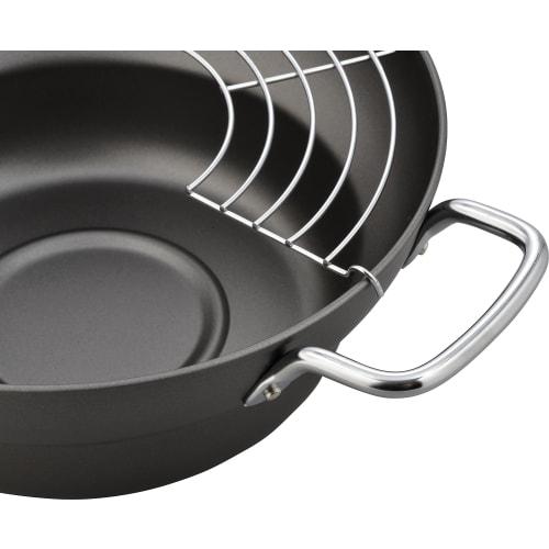 Wahei Freiz Ecolare Tempura Pan, 24cm, Two-Handed, Tiered, Iron, Silicone-Coated, Made in Japan, ER-7795