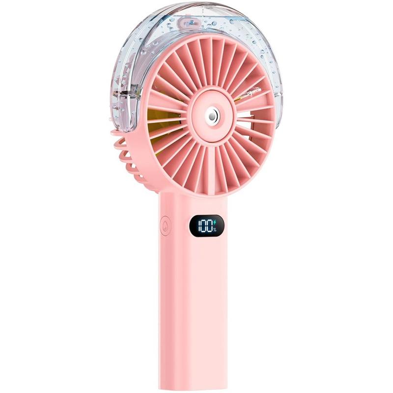 

Handheld Misting Fan Small Portable Rechargeable Battery With Water Spray Cooling 4-Speed Wind Led For Travel Outdoor Beach розовый